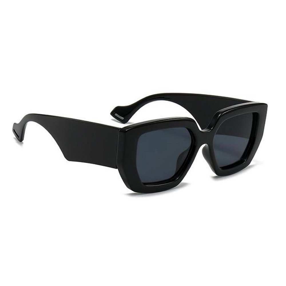 Oversized Retro Thick Square Black Frame Trendy Large Sunglasses for Men Women
